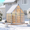 6 x 4 ft Greenhouse, Polycarbonate Walk-in Greenhouse with Aluminum Frame, Adjustable Roof Vent and Lockable Door, Green Houses for Outside, Garden, Backyard and Patio, Easy Assembly