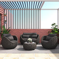 TWT Patio Furniture Set 4 Pieces Aluminum Outdoor Furniture w/27.8in Coffee Table,Patio Conversation Set with Hand Woven Polyester Rope for Backyard Garden Poolside,Dark Gray