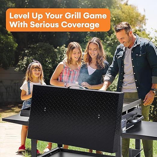 Flybold 28 Inch Blackstone Griddle Hard Cover, Aluminum Flat Top Grill Lid with Suitcase Handle, Lightweight, Weatherproof, Diamond Cut BBQ Replacement Cover for Blackstone & Member’s Mark Griddles