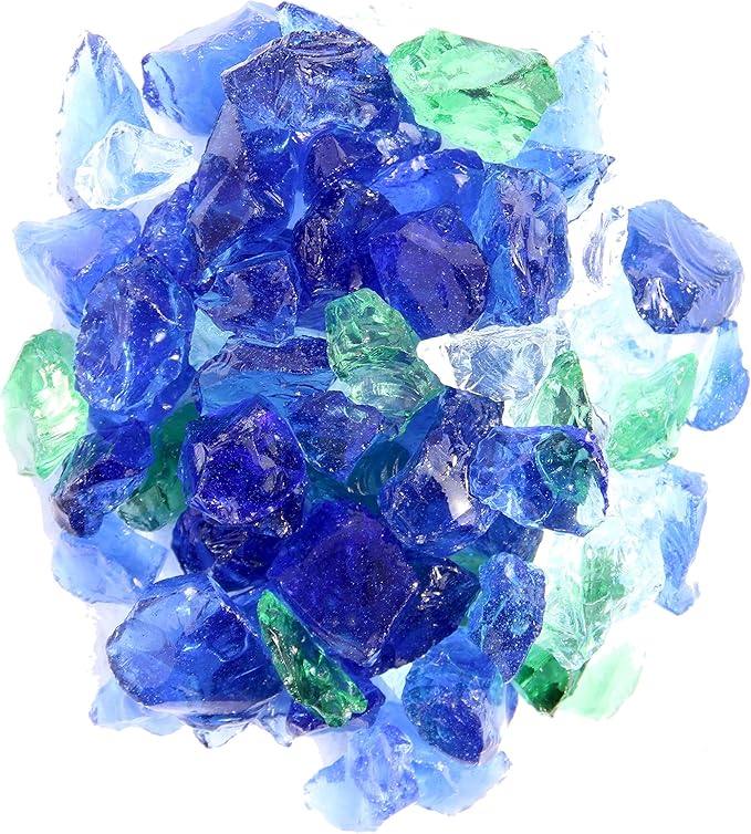 Hiland RGLASS-PB Pit Fire Glass i n Pacific Blend, Extreme Tempature Rating, Good for Propane or Natural Gas, 10 Pounds, 10 lb