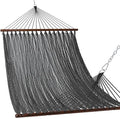 Lazy Daze Hammocks 10.5 FT Double 2 Person Caribbean Rope Hammock, Hand Woven Polyester Hammock with Spreader Bars, for Outside Outdoor Backyard Patio Poolside, 450 LBS Capacity, Gray