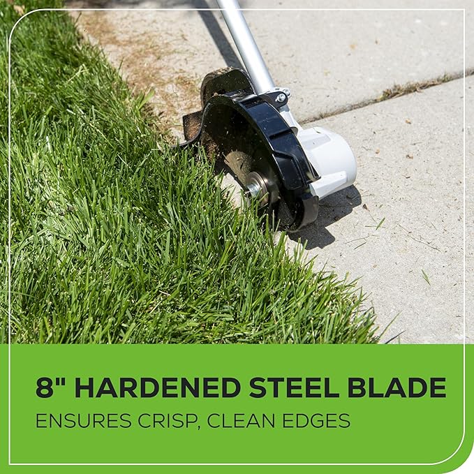 Greenworks 40V 8" Brushless Cordless Edger with 4.0Ah Battery & Charger – Tool-Less Depth Adjustment, Lightweight Lawn Edging Tool, 4-Year Warranty
