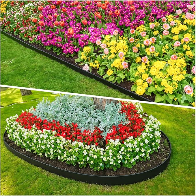 200ft,1.5in Tall Landscape Edging Kit with 300 Metal Spikes, No-Dig Flexible Plastic Edge Border for Landscaping, Lawn,Garden,Flower Beds,Yard,Paver,Playground, Fence,Pathway,Black,3pack, 66.7ft Each