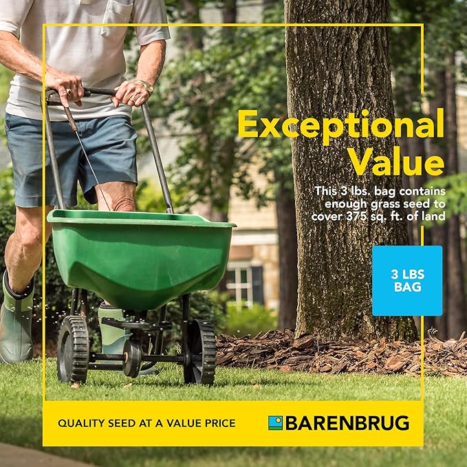 Barenbrug Wonderlawn Sun and Shade Grass Seed Mix for Lawn Care and Landscaping, 3 lbs. Bag