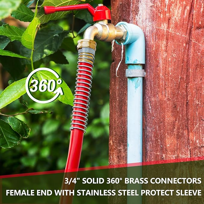5/8" Garden Hose 30ft, -40℉ To 190℉ Hot/Cold, Heavy Duty,Flexible, 300psi Working, 1000psi Burst, 3/4" Brass Fittings with Hose Protector Coil Spring for Outdoor,Yard, Farm