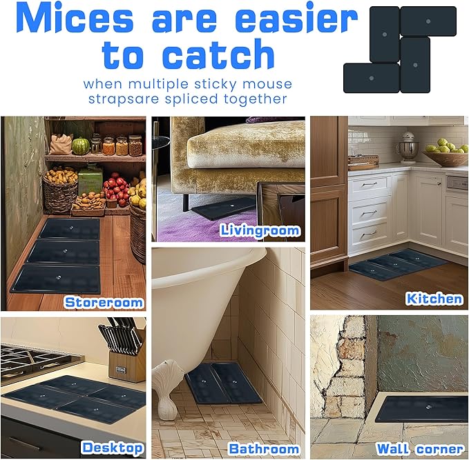 Landisun Mouse Rat Glue Traps Indoor for Home Snake Mices Spider Pest Control
