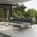 7 Piece Modern Outdoor Rope Wicker Sectional Patio L-Shaped Conversation Sofa Set Deep Seating with Thick Cushions