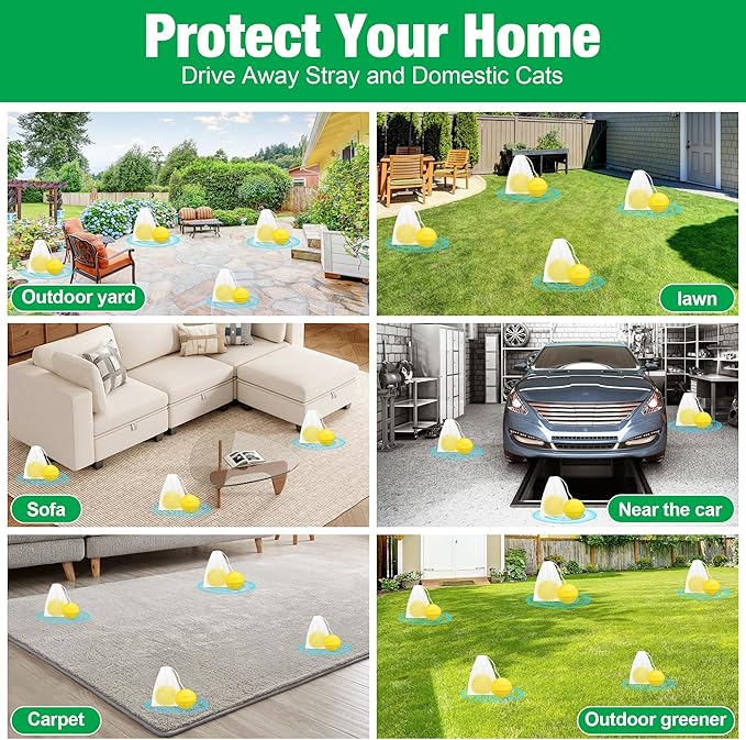 Cat Repellent Outdoor Indoor, 36 Pack Natural Peppermint Oil Cat Deterrent, Keep Cats Out of Yards, Plants, Gardens, Furniture from Cats and Dogs Educational Deterrents(Yellow)
