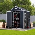 Outdoor Storage Shed 5.5FTx5.5FT, Resin Shed with Floor & Window, Lockable Door, Vents, Outside Sheds & Garden Shed for Patio Furniture, Gardening Tools, Pool Equipment (Dark Gray, 5.5 * 5.5ft)