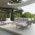 9 Piece Modern Outdoor Rope Wicker Sectional Patio L-Shaped Conversation Sofa Set Deep Seating with Thick Cushions
