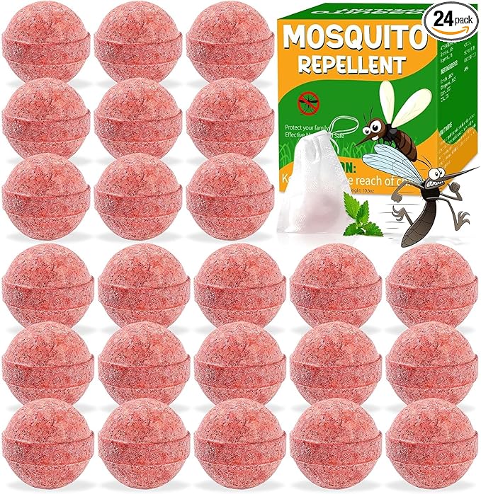 24 Pack Mosquito Repellent Outdoor Patio - Indoor Outdoor Mosquito Repellant for Yard Home Patio Travel Camping, Front Door Mosquito Repellent Balls Keep Mosquitoes Away from Door Patio