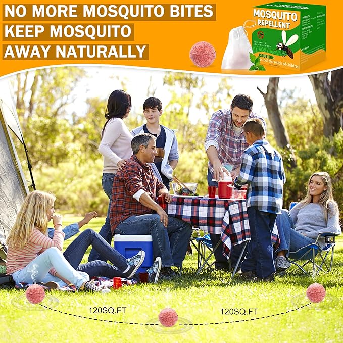 24 Pack Mosquito Repellent Outdoor Patio - Indoor Outdoor Mosquito Repellant for Yard Home Patio Travel Camping, Front Door Mosquito Repellent Balls Keep Mosquitoes Away from Door Patio