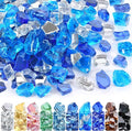GasSaf 1/2 Inch Fire Glass Reflective Tempered Fireglass Cut Crushed FireGlass for Fire Pit, Fireplace, Replaces Existing Gas Logs(20 Pound)(Cobalt/Caribbean Blue, Crystal Ice Reflective)