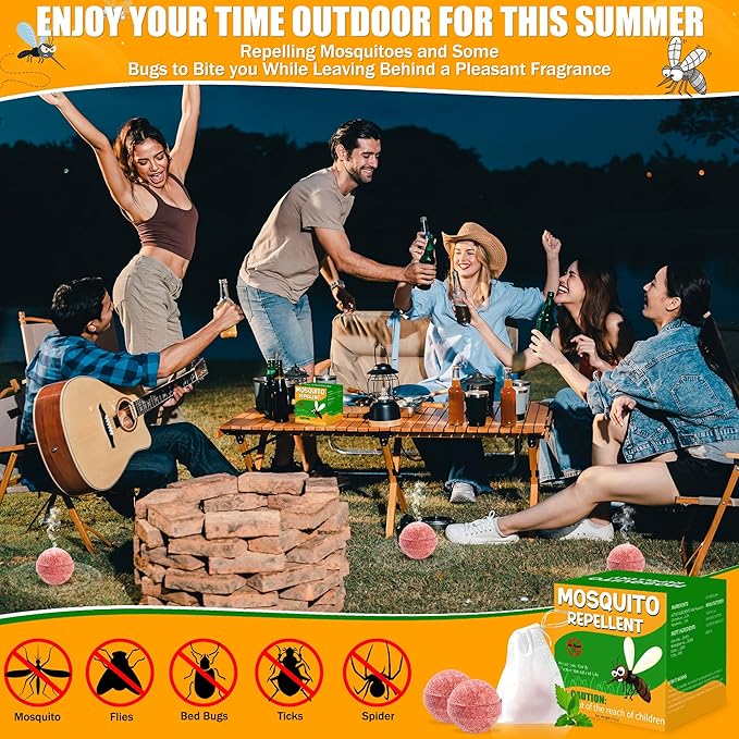 24 Pack Mosquito Repellent Outdoor Patio - Indoor Outdoor Mosquito Repellant for Yard Home Patio Travel Camping, Front Door Mosquito Repellent Balls Keep Mosquitoes Away from Door Patio