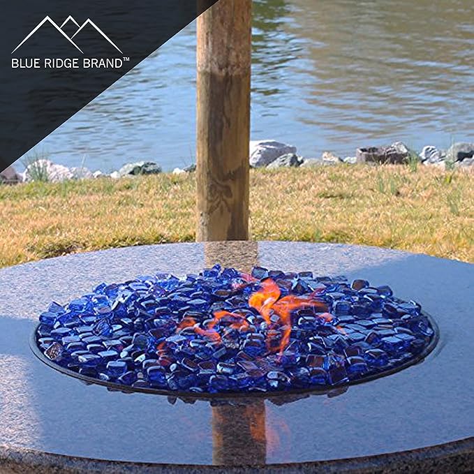 Reflective Fire Pit Glass Cubes - Professional Grade Fire Glass for Fire Pit - 1" Firepit Glass Rock - Glass Stones - Gas & Propane Fire Pit & Fireplace Glass (20 Pound, Light Blue