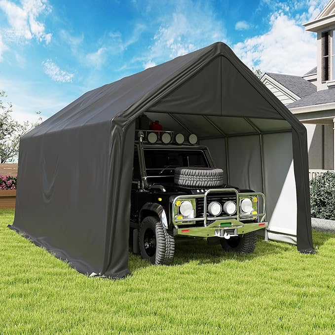 COVERONICS 13x20 FT Carpot, Portable Garage,Carport Canopy with Galvanized Steel Metal Frame & Vents, Outdoor Storage Shed for Car, Truck, Boat, Patio Furniture Anti-Snow Waterproof