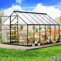 8×12 FT Greenhouse for Outdoors, Quick Setup Polycarbonate Greenhouse with Roof Vent, Walk in Green Houses for Outside for Outdoor Garden Backyard, Black