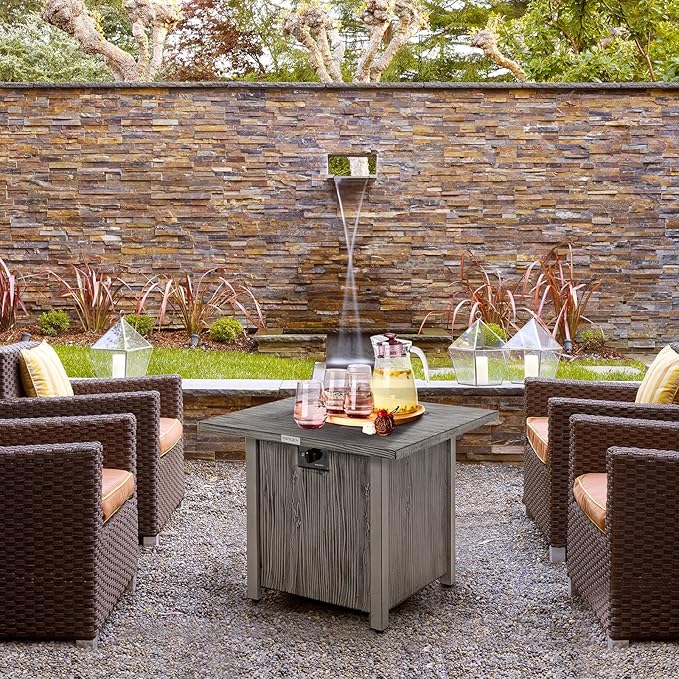 Tangkula 28 Inches Propane Fire Pit, Patiojoy 40,000 BTU Gas Fire Pit Table with Lid, Lava Rocks, Protective Cover, 2-in-1 Outdoor Fire Table with Adjustable Flame, Stainless Steel Burner (28 Inches)