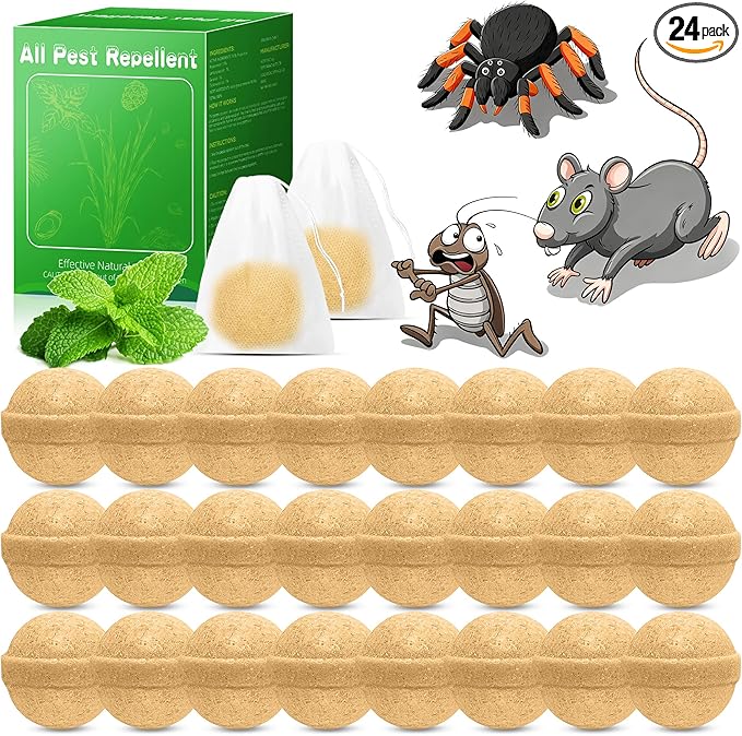 24Pack Mouse Rodent Repellent & Pest Defense - Natural Peppermint Oil Deterrent Rodent Repellent for Indoor/Outdoor Use - Repel Mice and Rat Safe Around Kids & Pets