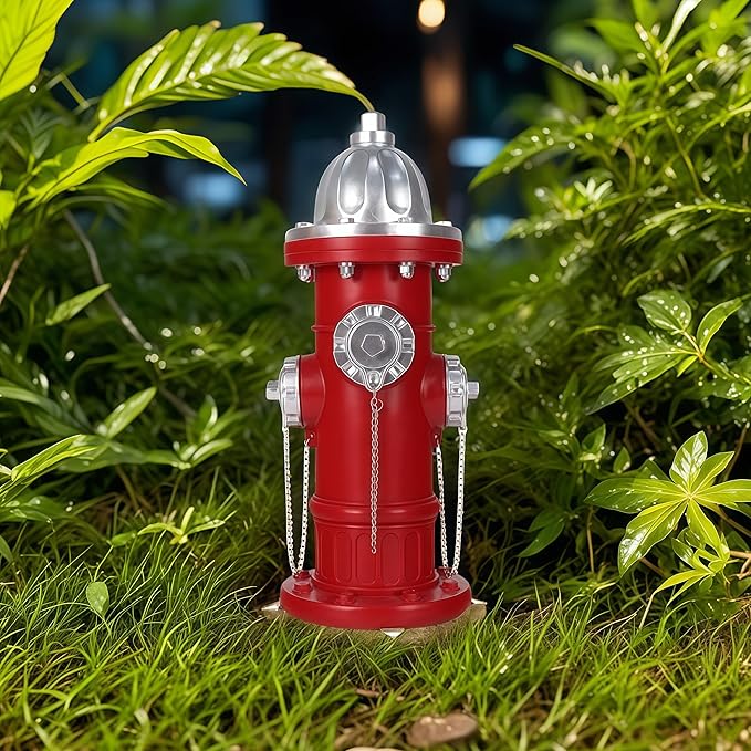 SHGYIBRISK Fire Hydrant for Dogs to Pee On: Dog Fire Hydrant Pee Post Outdoor - 17.5" Training Post Statue for Yard Garden (Red-Silver-Big)