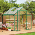 6 x 6 ft Greenhouse, Greenhouses for Outside, Polycarbonate Greenhouse with Aluminum Frame, Lockable Door and Ajustable Roof Vent for Backyard, Green Houses for Outside Garden Backyard, Patio