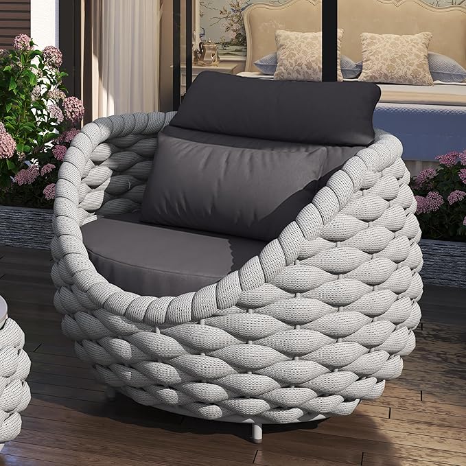 TWT 6-Piece Aluminum Patio Furniture Set, Modern Outdoor Conversation Set Sectional Sofa with Water Repellent Thick Cushions and Coffee Table for Balcony, Garden