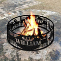 Horses Personalized Fire Pit Ring Racing Horse Custom Name Metal Campfire Ring 360 Degree Firepit Outdoor BBQs Backyard Camping Garden Western Decor Gifts for Father Dads Cowboy