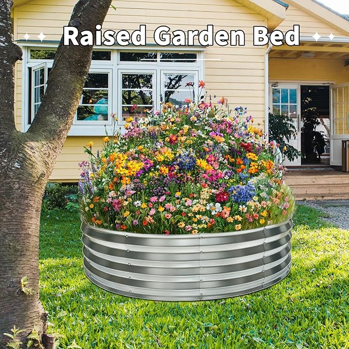 60 Inch Large Round Fire Pit Ring, Galvanized Steel Outdoor Bonfire Ring for Backyard & Camping, Sturdy, Rust-Proof & Easy to Install (5×5×1 FT)