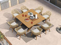 PURPLE LEAF 9 Pieces Patio Dining Set with Outdoor Aluminium Square Dining Table and Woven Chairs Modern Metal Furniture Cushions Sets for Garden Yard Indoor Decor Kitchen Teak