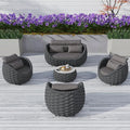 TWT 5 Pieces Patio Furniture Set, Outdoor Rope Conversation Sectional Patio Sofa with 5 Seater for Backyard, Porch, Modern Armchairs with Thickness Cushions and Side Table, Dark Grey