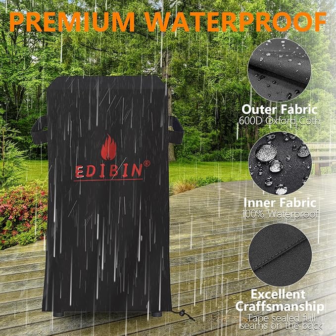 Smoker Cover Fit for East Oak Ridgewood Pro 30" Electric Smoker, Waterproof Grill BBQ Cover Vertical Smoker Covers