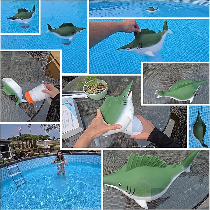 XY-WQ Chlorine Floater, Floating Pool Chlorine Dispenser (Swordfish), Fits 1 and 3 Inch Tablets for Large and Small Pools, Hot Tub, Spa
