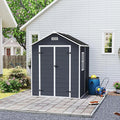 6X6 FT Resin Outdoor Storage Shed, Plastic Garden Sheds with Waterproof Roof & Air Vent,Outside Patio Storage House Tool Shed with Window &Lockable Door for Backyard, Lawn, Dark Grey