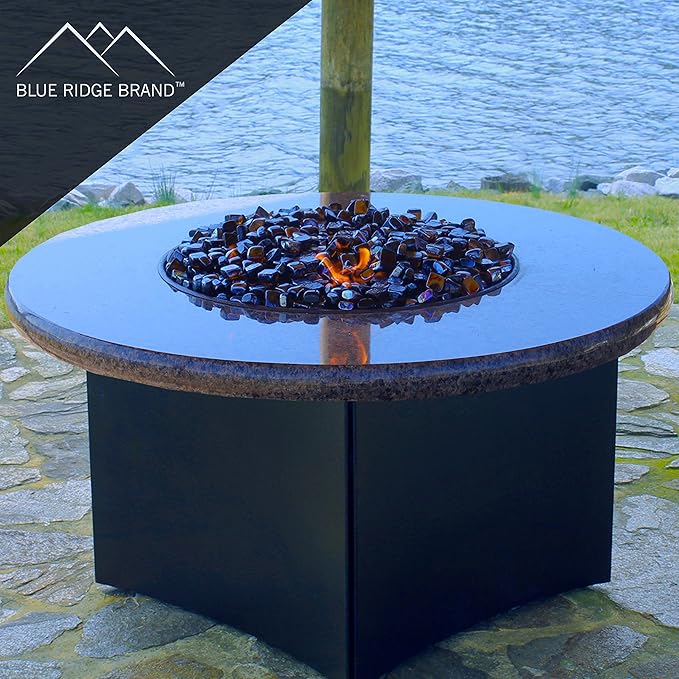 Reflective Fire Pit Glass Cubes - Professional Grade Fire Glass for Fire Pit - 1" Firepit Glass Rock - Glass Stones - Gas & Propane Fire Pit & Fireplace Glass (10 Pound, Amber)