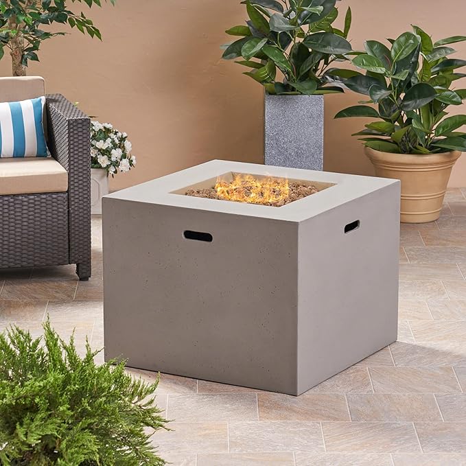 Propane Fire Pit Table, 31 Inch Firepits for Outside, Square Gas Fire Pit for Outside Patio, Propane Fire Table, 40000BTU, Light Gray