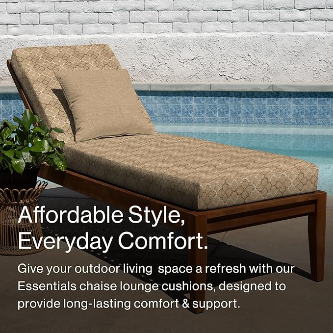 Honeycomb Outdoor Essentials Chaise Lounge, 21 x 70, Courtyard Geo Almond Chair Cushion for Patio Furniture
