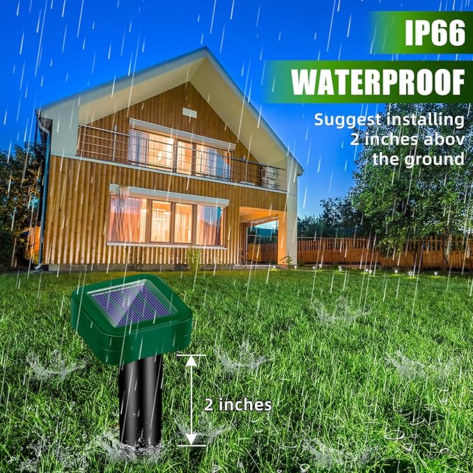 8 Pack Mole Repellent Solar Powered, Rodent Repellent Outdoor Ultrasonic, Waterproof Pest Deterrent for Yard, Lawn, Garden - Drives Away Rodent, Voles, Skunk, Groundhogs, Snake, Chipmunks, Raccoons