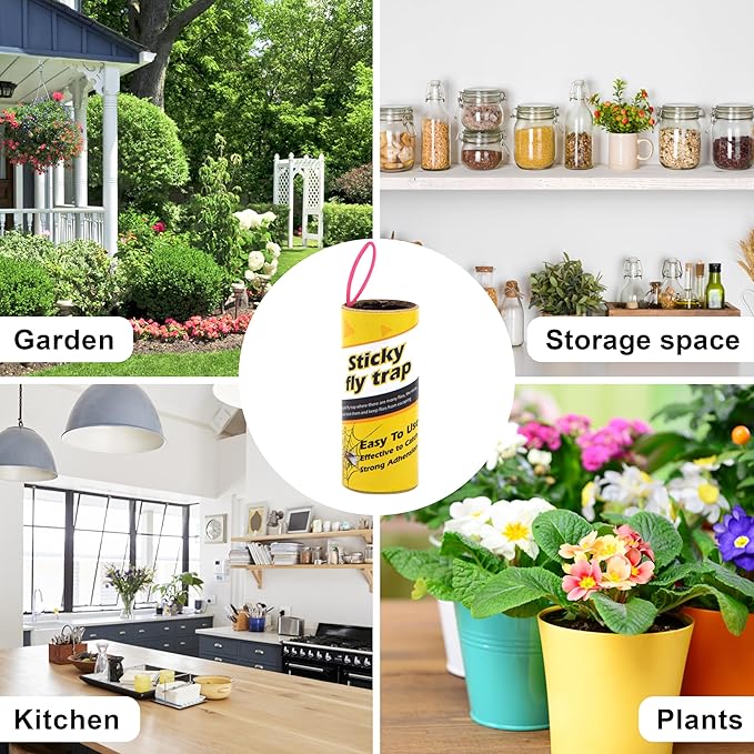 40 Pack Fruit Fly Traps for Indoors, Fly Traps Outdoor, gnat Traps for House Indoor, Fly Strips Tape Killer Catcher Paper Ribbon, Flying Insect Trap for Bug, Gnat, Insect, Mosquito