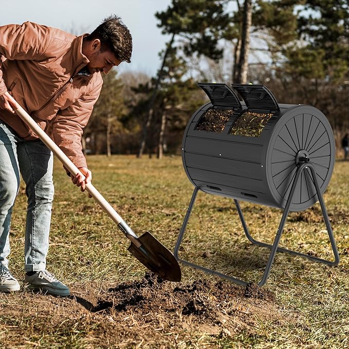 37.5 Gal Compost Tumbler - Quick-Spin Outdoor Compost Bin with Weatherproof Resin | High-Yield Compost for Organic Gardening