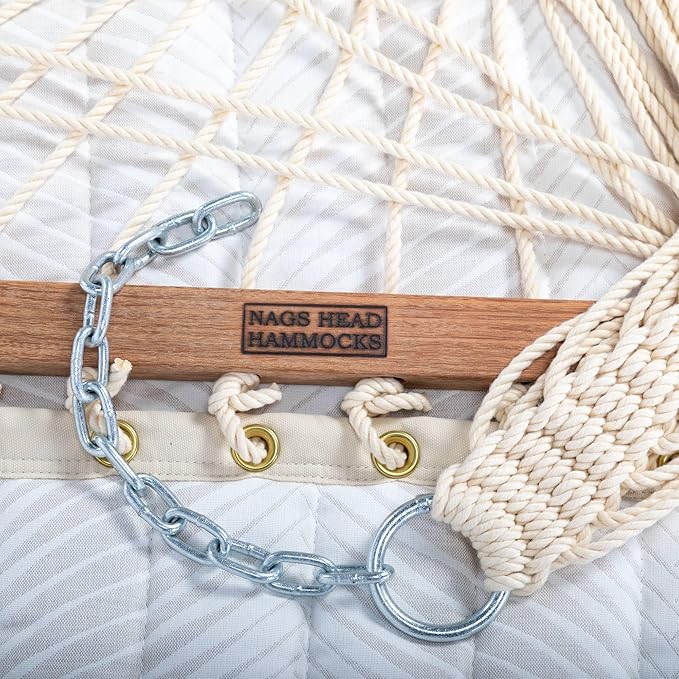 Nags Head Hammocks Clock Out Cloud Bella Dura Quilted Hammock, Constructed of Durable Fabrics, Cumaru Spreader Bar, Rolled Rim Grommets, Galvanized Hardware, Handcrafted in The Carolinas