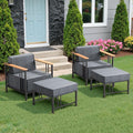 Luxury Patio Chairs with 10" Extra Thick Cushions, Outdoor Chairs with Ottomans, 4 PCS Outdoor Furniture Set for Porch, Balcony, Deck, Patio, Yard, Poolside, Black/Grey