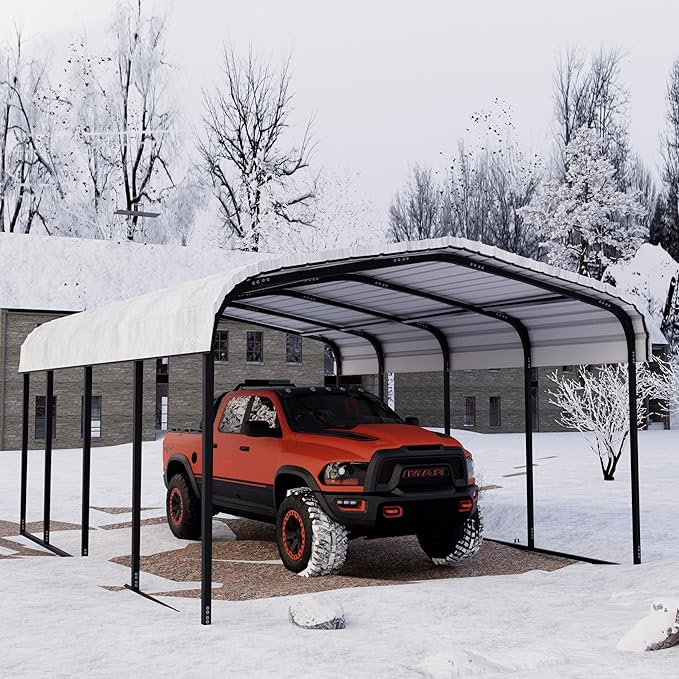 Royal Windsor Metal Carport 12×20 FT Car Port, Outdoor Storage Heavy Duty Metal Canopy Multi-Use Garage Shed for Car and Truck, Carport Kit with Galvanized Steel Roof Building and Frame