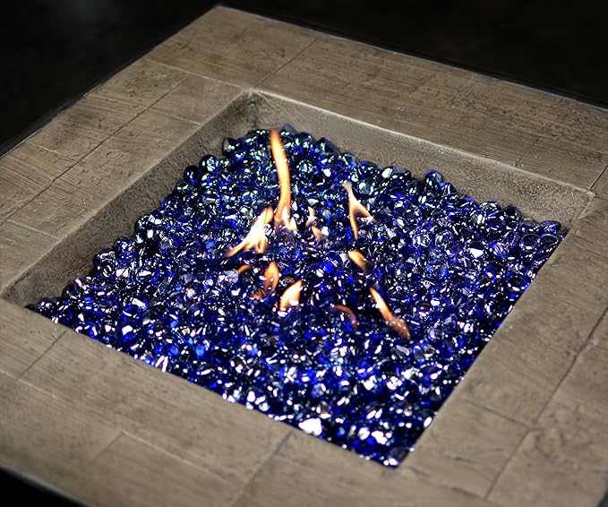 Holy Fire 1-inch Fire Glass Diamonds for Fire Pits, Reflective Diamonds Rocks for Natural or Propane Gas Fireplaces Fire Bowls, Indoor & Outdoor Landscaping. (10 Pounds, Cobalt Blue)