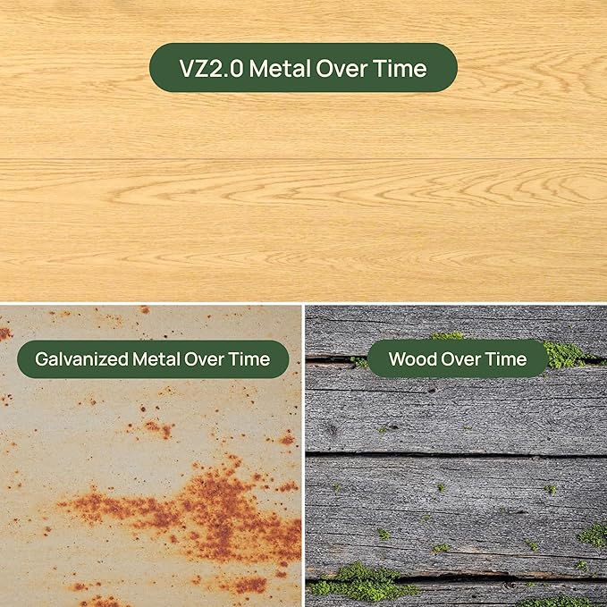 Vego garden Woodgrain Series Raised Garden Bed, 16" Tall Wooden-Look 8' x 8' U-Shaped Metal Planter Box Outdoor for Vegetables, Flowers, Herbs