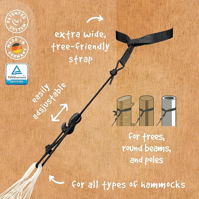 LA SIESTA® Flora Classic Cotton Hammock & TreeMount, Hammock & Tree Straps for Beams Posts - Indoor Outdoor Hammock, Extra Large Patio Hammock Bed Portable Hammock, 2 Person Hammock - King, Zebra