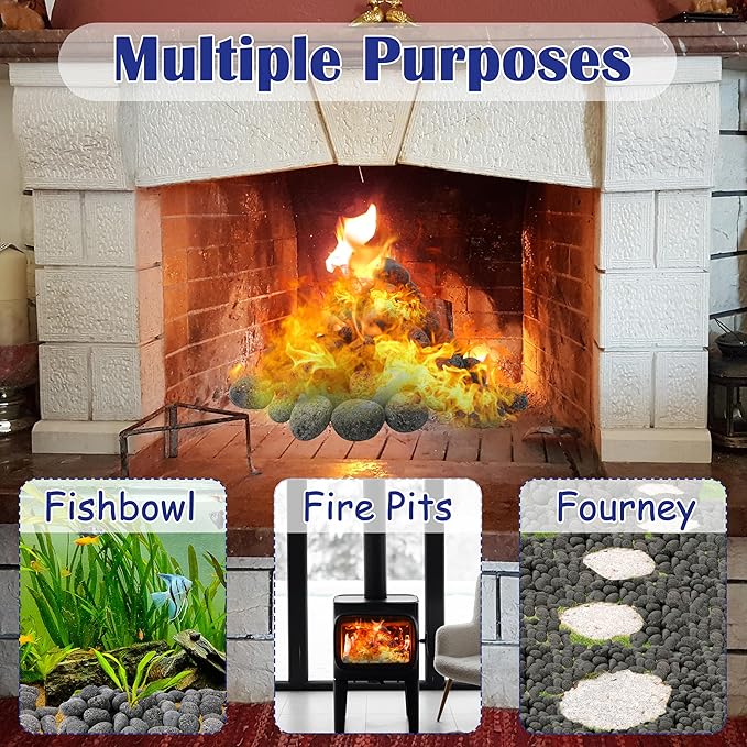 Sunnyglade 10LBS Black Lava Rocks for Fire Pit 1-2 inch Gas Fireplace Rocks, Black Lava Pebbles for Propane Fire Pit, Decorative Volcanic Stone for Outdoor & Indoor Gas Fireplace (10, Pounds)