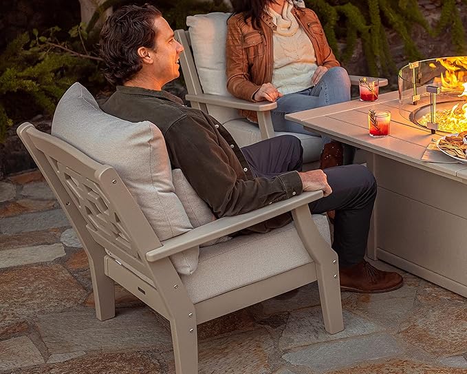 POLYWOOD® Square 42" Fire Pit Table (White)