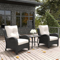 LayinSun 3 Pieces Outdoor Patio Furniture Set, Rattan Wicker Chairs Sets with Armchairs and Coffee Table