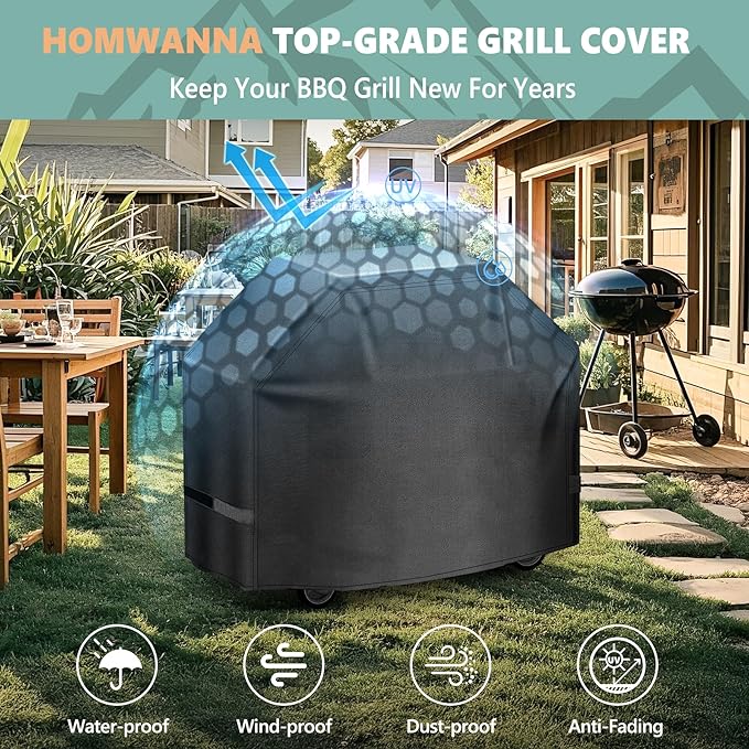 HomWanna Grill Cover 72 Inch - Superior BBQ Cover for Weber Summit 600 Series Gas Grill - 600D Large Outdoor Barbecue Covers for Weber 6 Burner Summit 670, Summit 620 and Genesis 600, Genesis 400