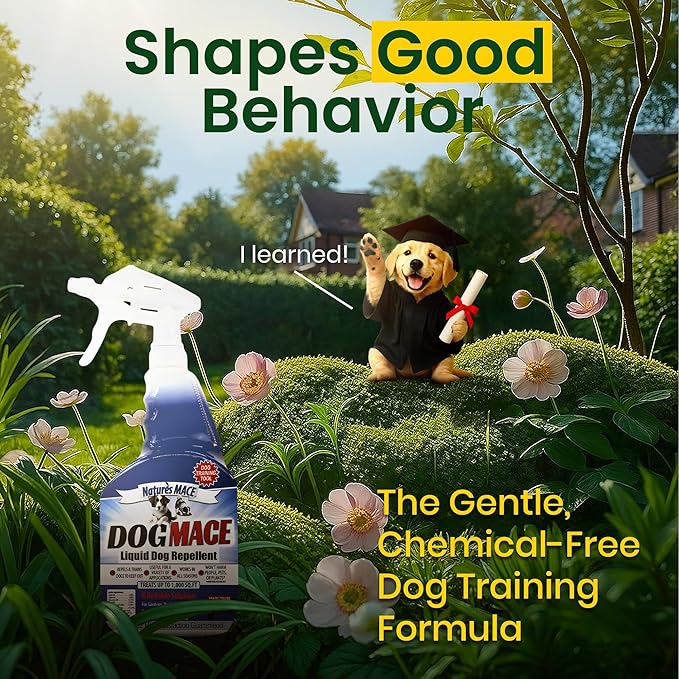 Nature’s MACE Dog Mace Repellent Spray, Keep Dogs Out of Your Lawn and Garden, Training Corrector, Stop Chewing and Digging, Safe Around Kids, Pets, & Plants, 40 oz Ready to Use, Treats 1,000 Sq. Ft.